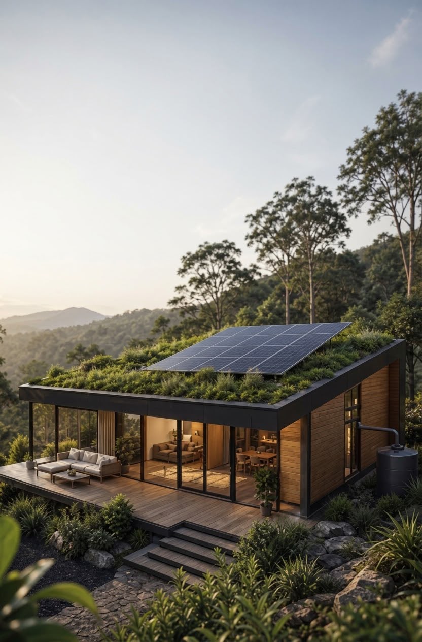 Casa modular Terra com soluções sustentáveis